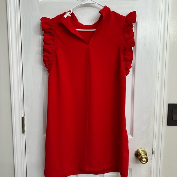 Red Ruffle Sleeve Dress - Picture 2 of 2